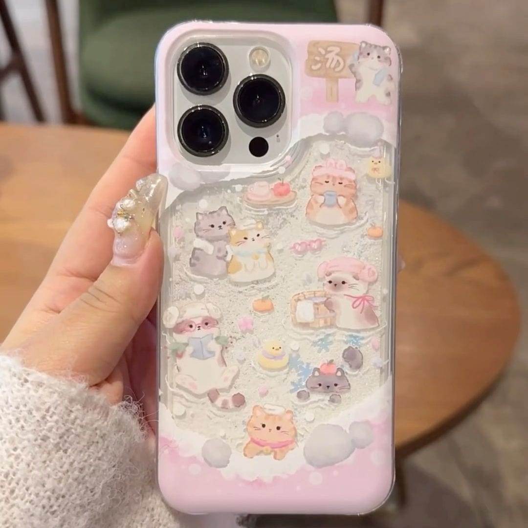 Kawaii Floating Snow Kitten Puppy Sticker iPhone Case - ArtGalleryZen
