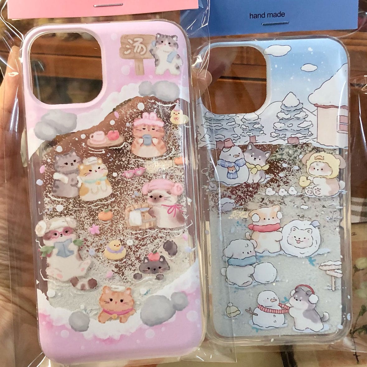 Kawaii Floating Snow Kitten Puppy Sticker iPhone Case - ArtGalleryZen