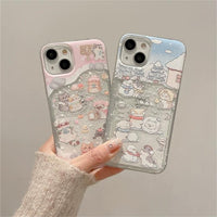 Thumbnail for Kawaii Floating Snow Kitten Puppy Sticker iPhone Case - ArtGalleryZen