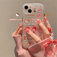 Thumbnail for Kawaii Handmade Hello Kitty Sticker iPhone Case With Phone Chain - ArtGalleryZen