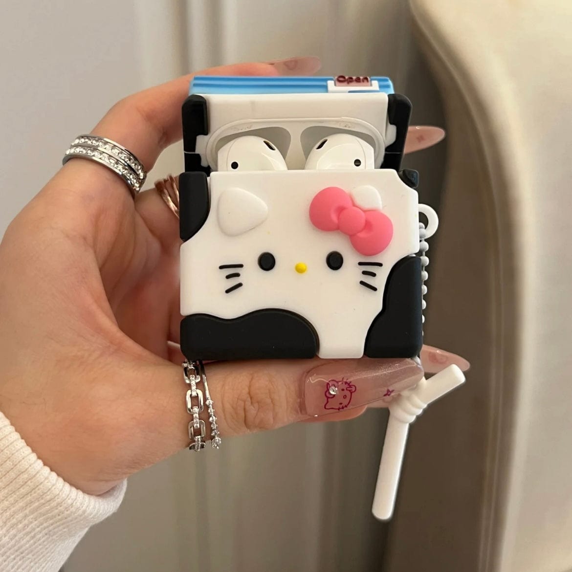 Kawaii Hello Kitty Milk AirPods Earphone Case With Charm