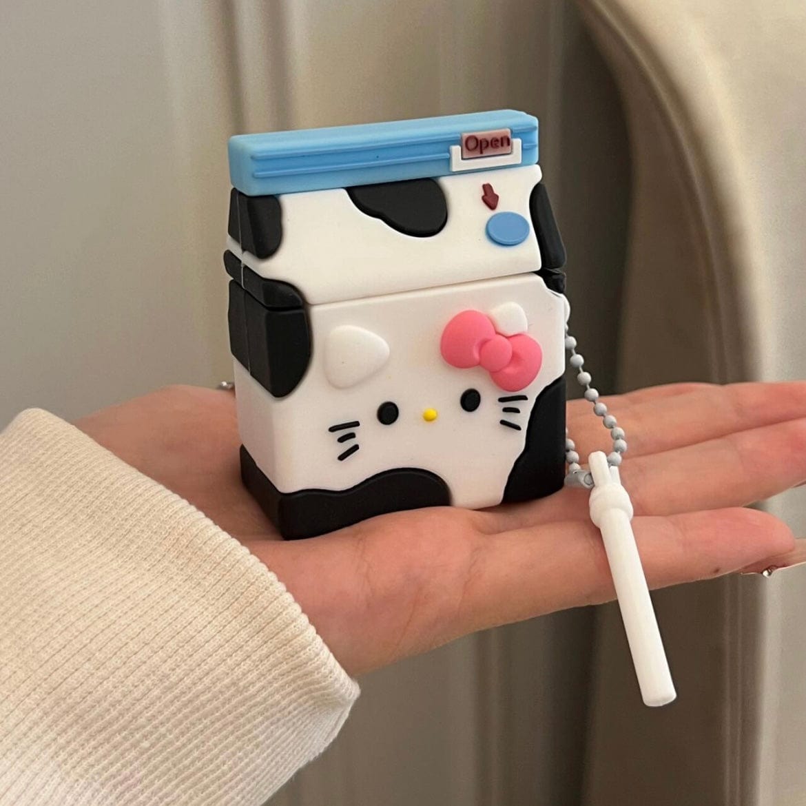 Kawaii Hello Kitty Milk AirPods Earphone Case With Charm