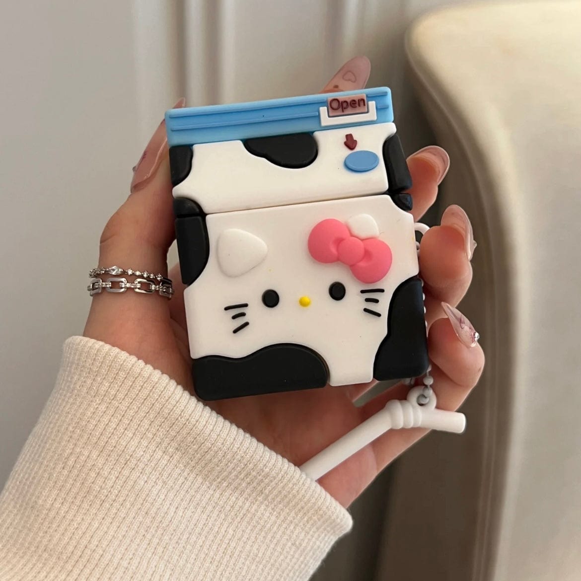 Kawaii Hello Kitty Milk AirPods Earphone Case With Charm