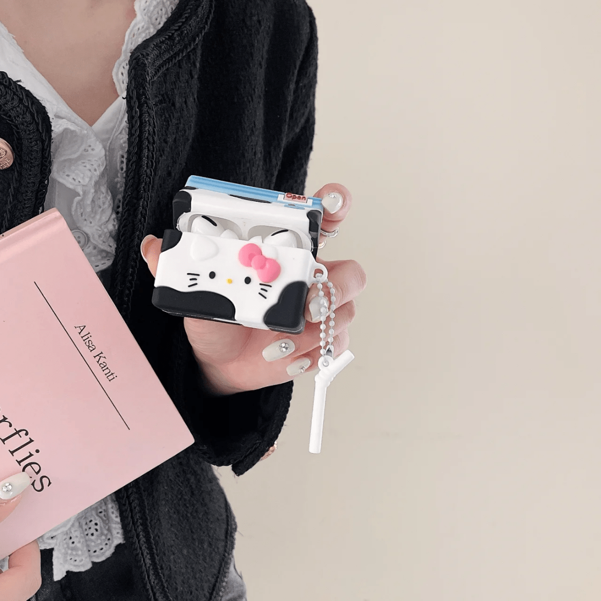 Kawaii Hello Kitty Milk AirPods Earphone Case With Charm