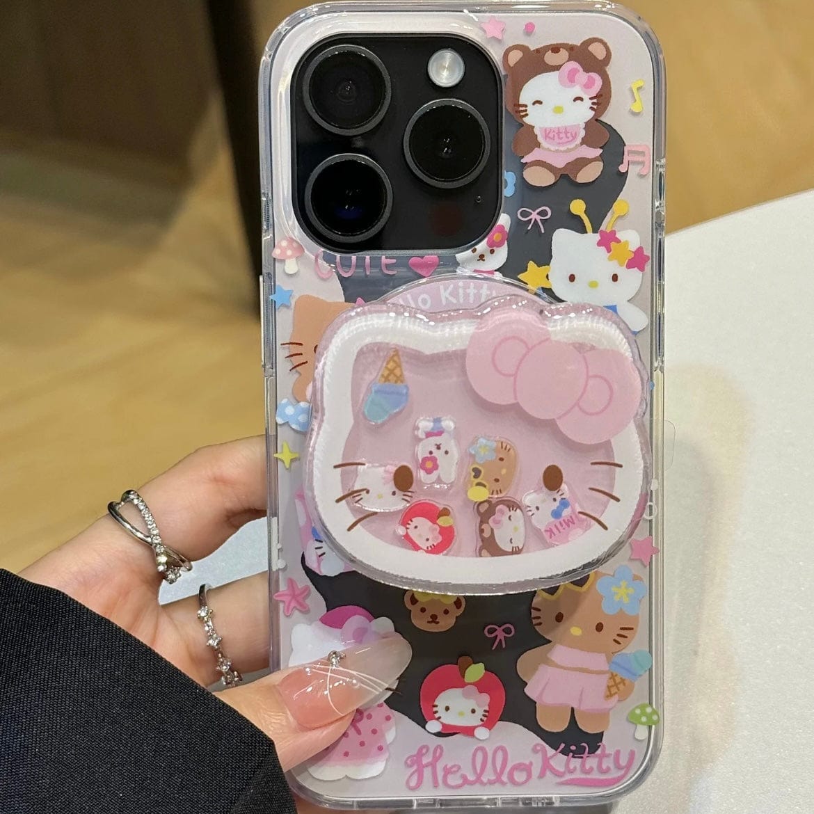 Kawaii Hello Kitty Shaker Magnetic Stand iPhone Case