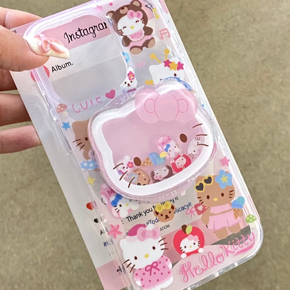 Kawaii Hello Kitty Shaker Magnetic Stand iPhone Case