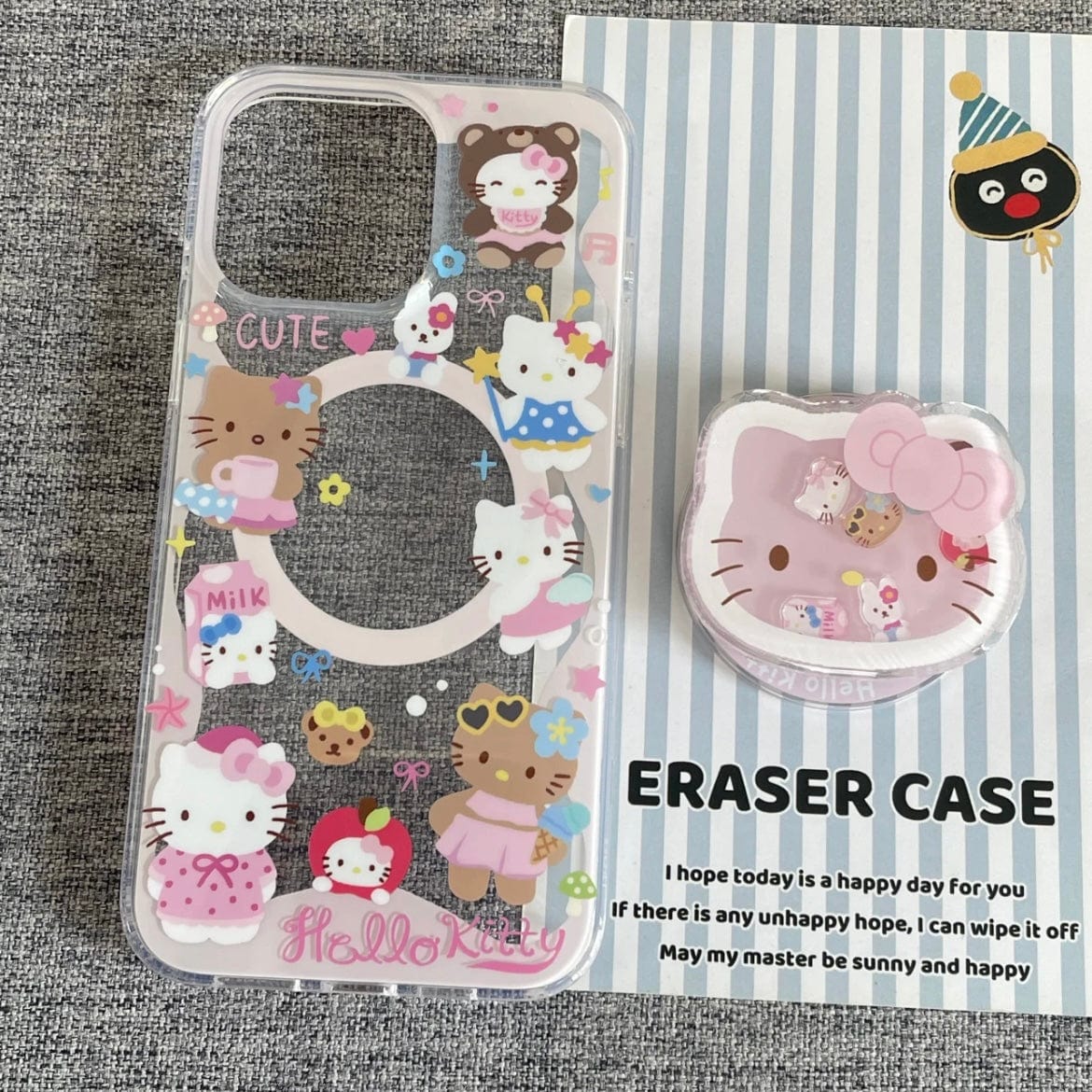 Kawaii Hello Kitty Shaker Magnetic Stand iPhone Case