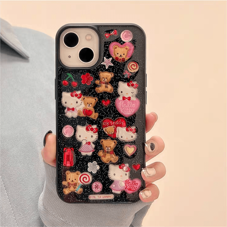 Kawaii Hello Kitty Sticker iPhone Case - ArtGalleryZen