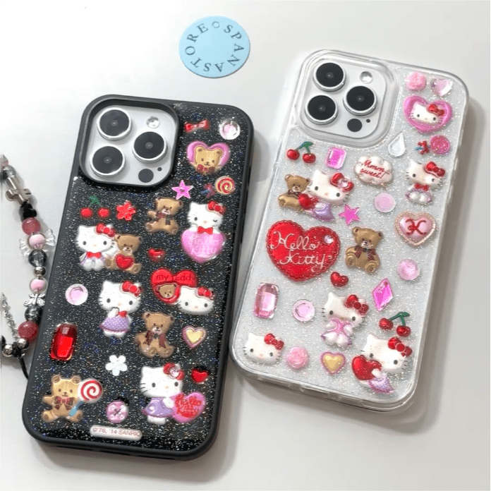 Kawaii Hello Kitty Sticker iPhone Case - ArtGalleryZen