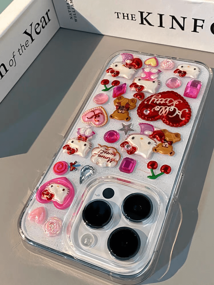 Kawaii Hello Kitty Sticker iPhone Case - ArtGalleryZen