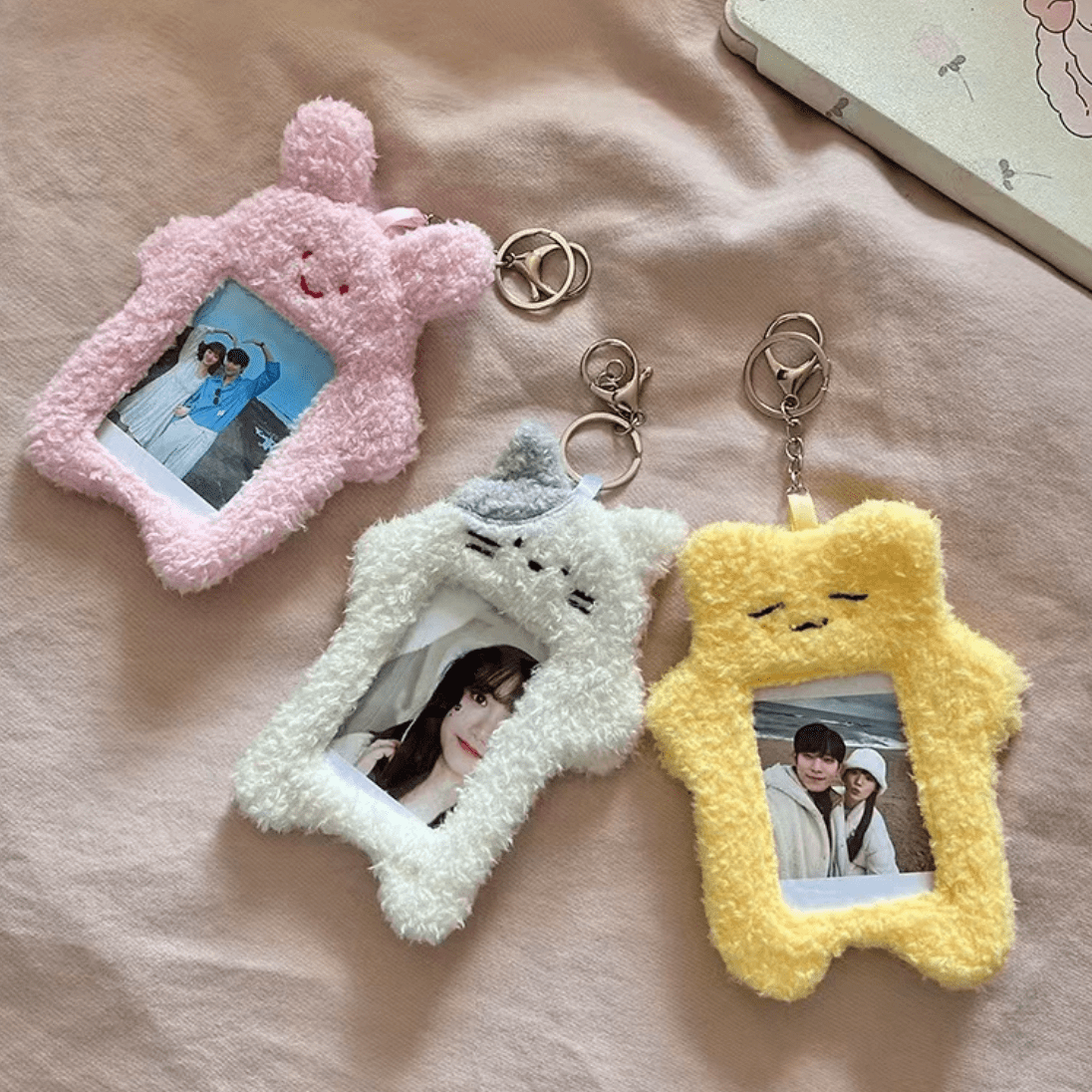 Kawaii Kitten Rabbit Kpop Keychain Plush Photocard Holder - ArtGalleryZen