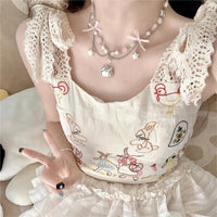 Thumbnail for Kawaii Layered Star Tassel Hello Kitty Ball Chain Necklace - ArtGalleryZen