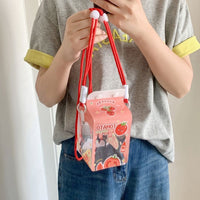 Thumbnail for Kawaii Milk Carton Clear Display Bag - Crossbody Doll Holder Purse - ArtGalleryZen