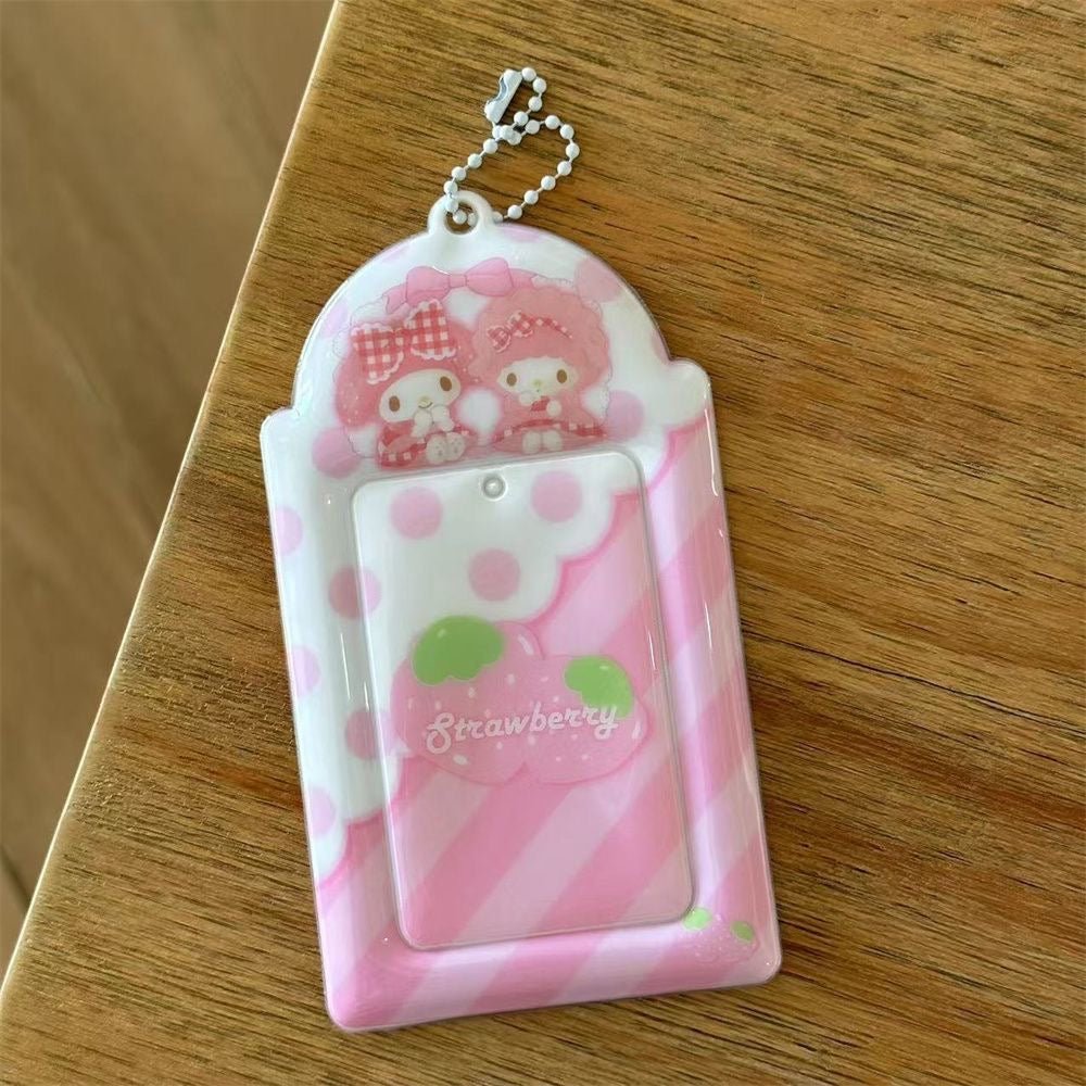 Kawaii Pastel Photocard Holder Keychain - Cute Cartoon Style Card Display - ArtGalleryZen