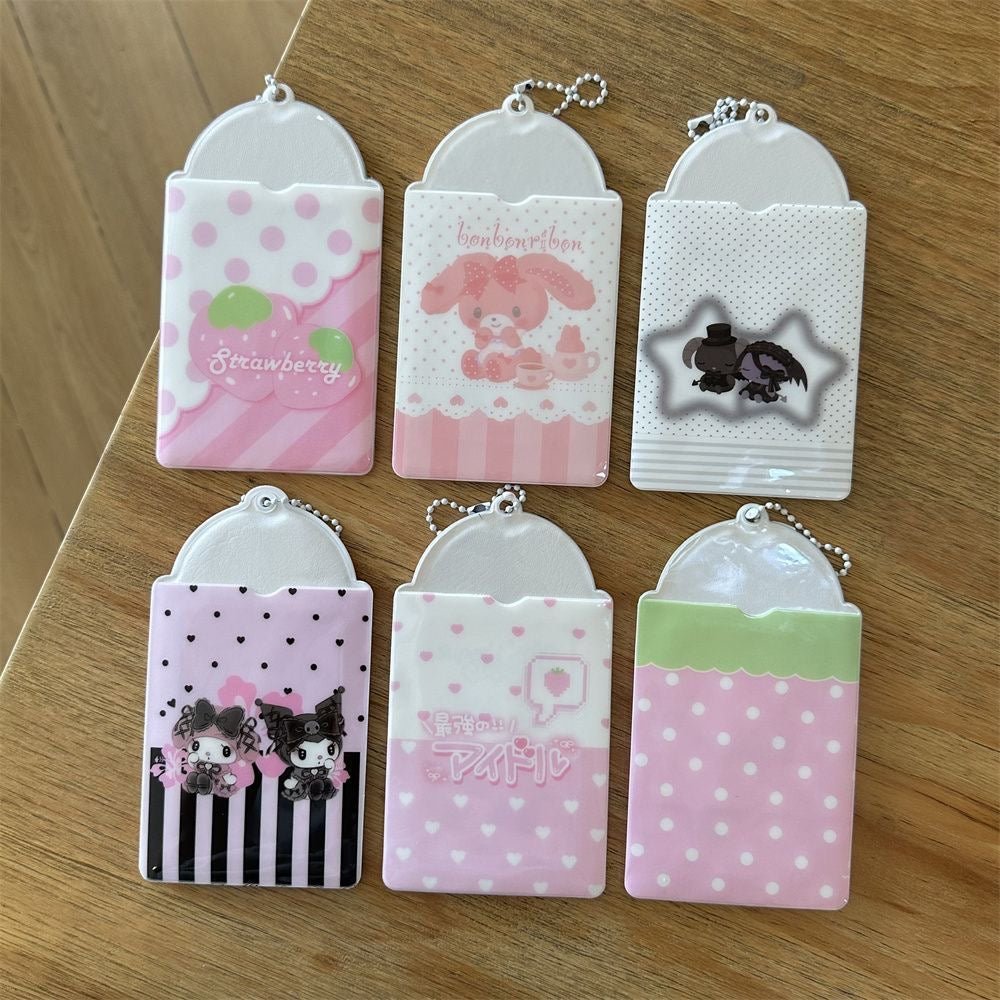 Kawaii Pastel Photocard Holder Keychain - Cute Cartoon Style Card Display - ArtGalleryZen