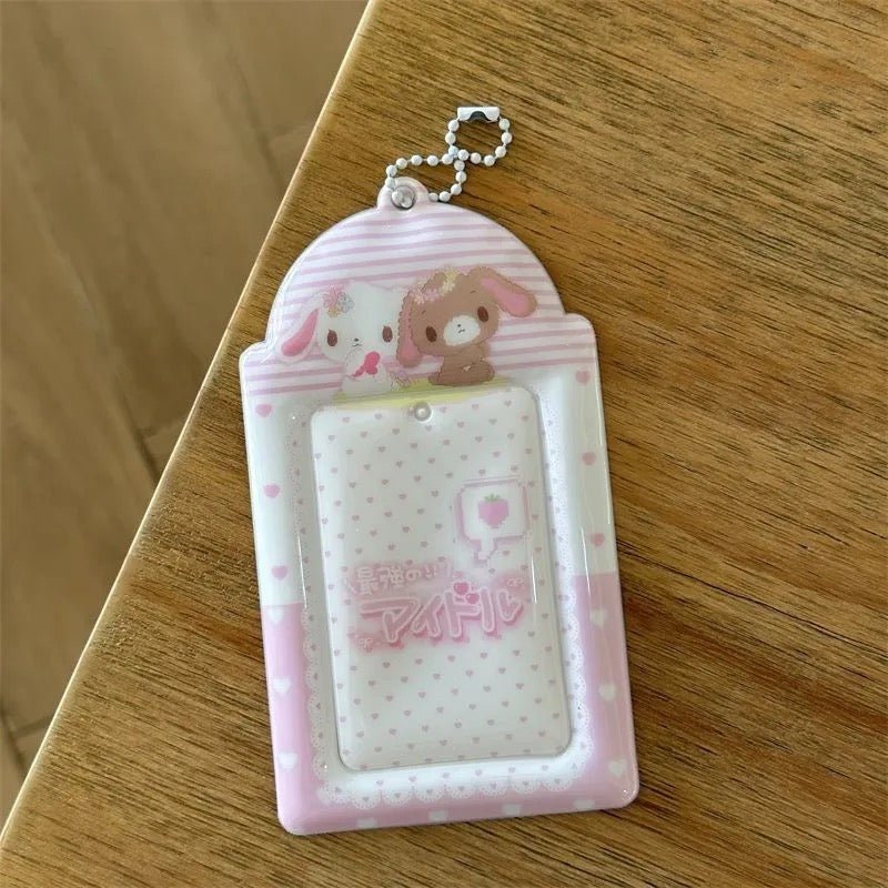 Kawaii Pastel Photocard Holder Keychain - Cute Cartoon Style Card Display - ArtGalleryZen