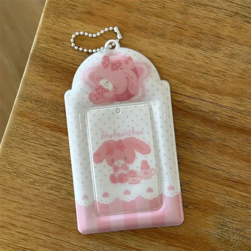 Kawaii Pastel Photocard Holder Keychain - Cute Cartoon Style Card Display - ArtGalleryZen