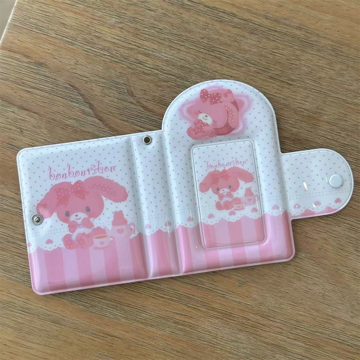 Kawaii Pastel Pink Bunny Seal 3 Inch Mini Photocard Album Holder - ArtGalleryZen