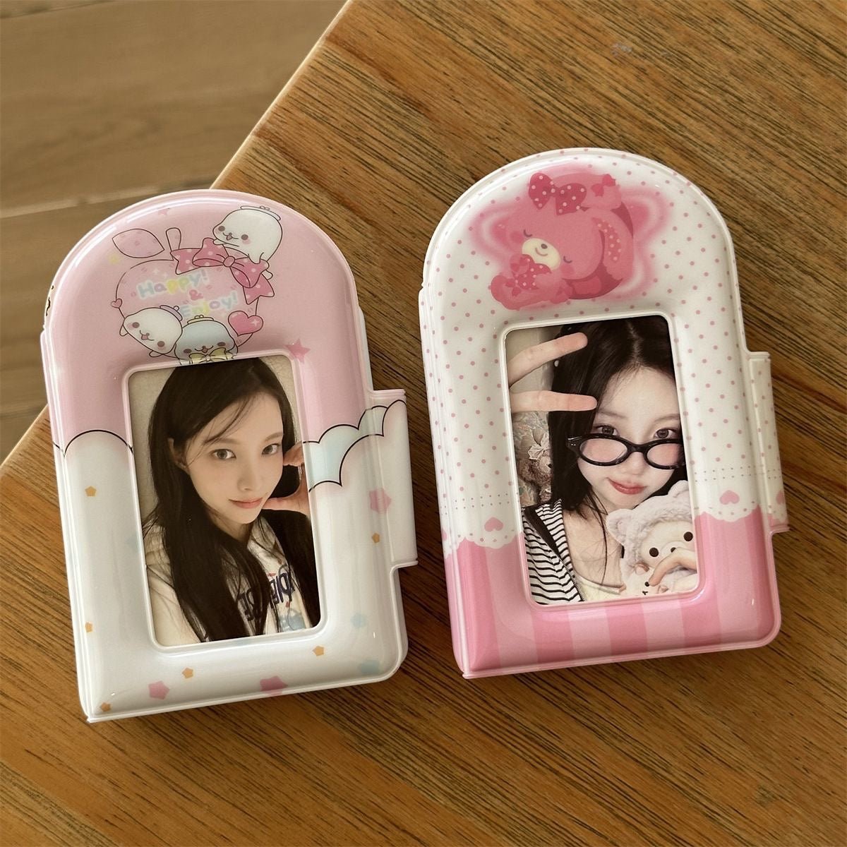 Kawaii Pastel Pink Bunny Seal 3 Inch Mini Photocard Album Holder - ArtGalleryZen