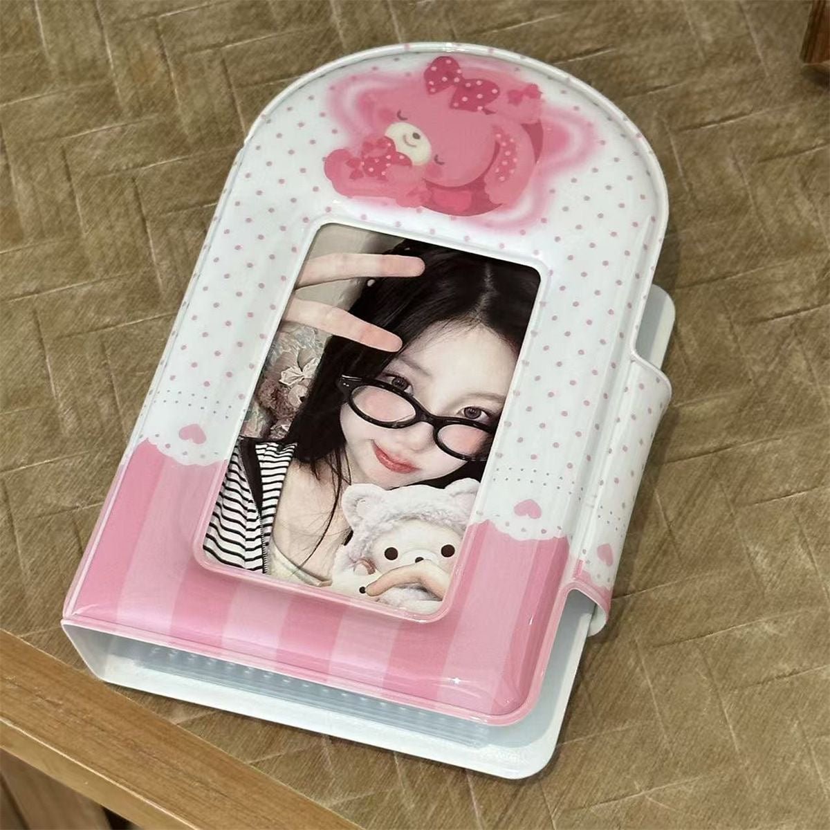 Kawaii Pastel Pink Bunny Seal 3 Inch Mini Photocard Album Holder - ArtGalleryZen