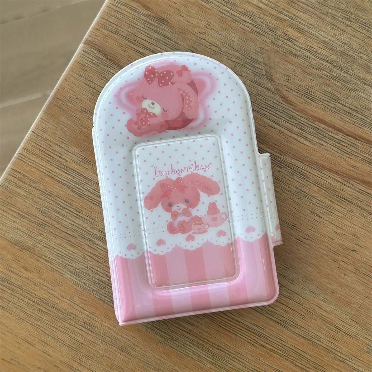 Kawaii Pastel Pink Bunny Seal 3 Inch Mini Photocard Album Holder - ArtGalleryZen