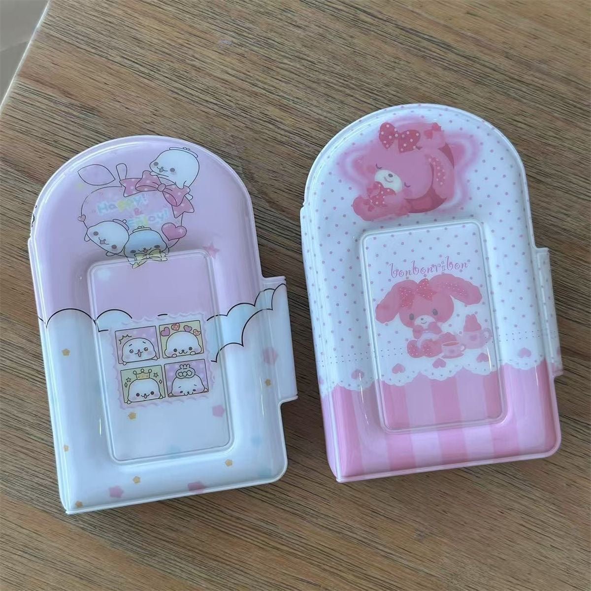 Kawaii Pastel Pink Bunny Seal 3 Inch Mini Photocard Album Holder - ArtGalleryZen