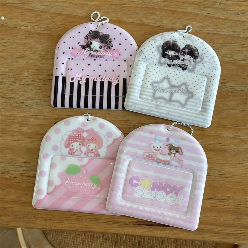Kawaii Photocard Holder Keychain - Cute Pastel Bunny Card Display Bag - ArtGalleryZen