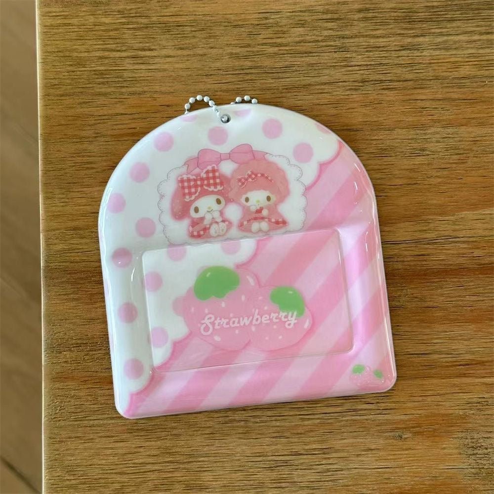 Kawaii Photocard Holder Keychain - Cute Pastel Bunny Card Display Bag - ArtGalleryZen