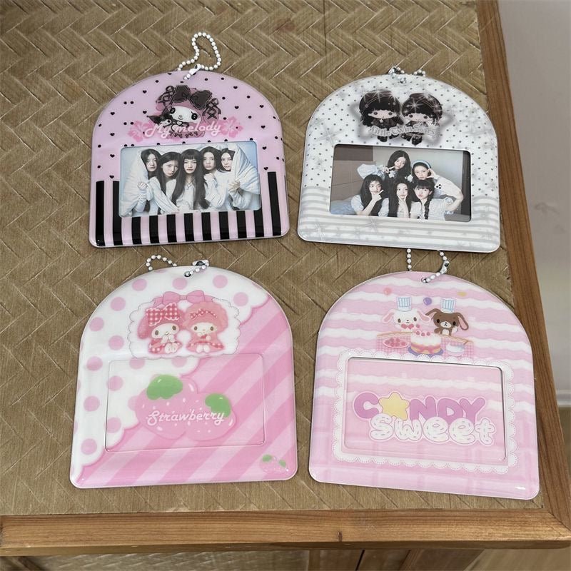 Kawaii Photocard Holder Keychain - Cute Pastel Bunny Card Display Bag - ArtGalleryZen