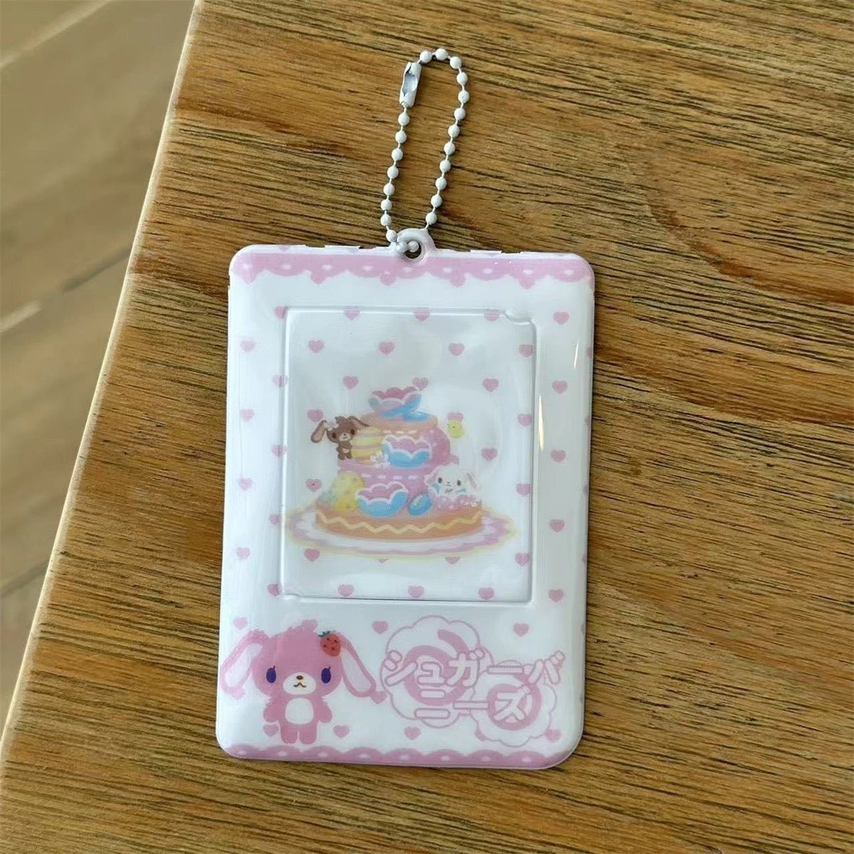 Kawaii Photocard Holder Keychain - Cute Pink Bunny Card Display Bag - ArtGalleryZen