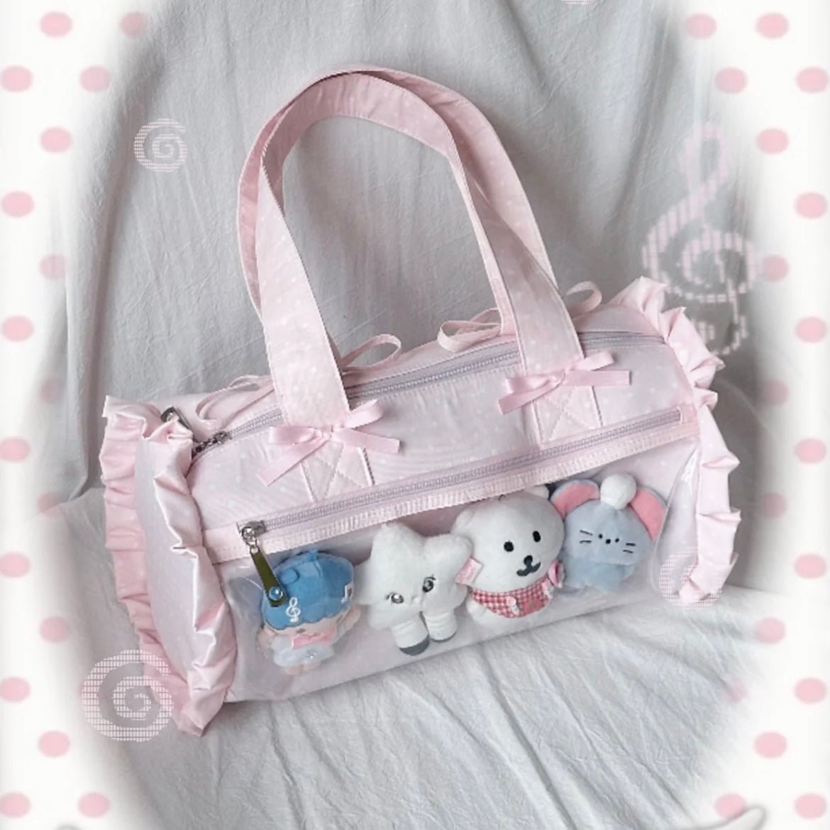 Kawaii Pink Polka Dot Display Bag | Photocard Holder Crossbody Bag - ArtGalleryZen
