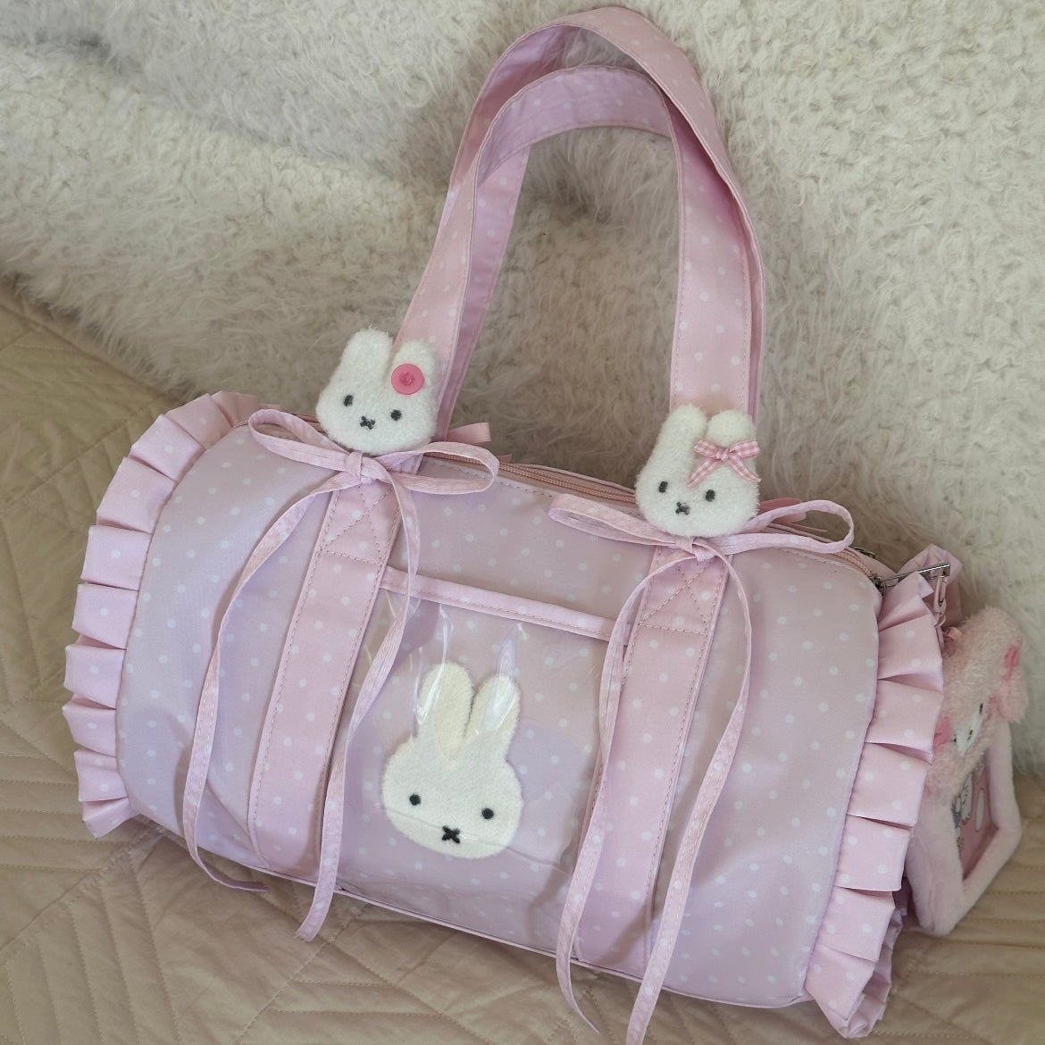 Kawaii Pink Polka Dot Display Bag | Photocard Holder Crossbody Bag - ArtGalleryZen