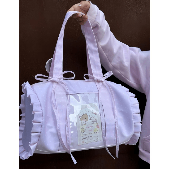 Kawaii Pink Polka Dot Display Bag | Photocard Holder Crossbody Bag - ArtGalleryZen