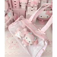 Thumbnail for Kawaii Pink Polka Dot Display Bag | Photocard Holder Crossbody Bag - ArtGalleryZen