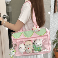 Thumbnail for Kawaii Pink Strawberry Kpop Fan Display Shoulder Crossbody Bag - ArtGalleryZen