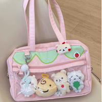 Thumbnail for Kawaii Pink Strawberry Kpop Fan Display Shoulder Crossbody Bag - ArtGalleryZen