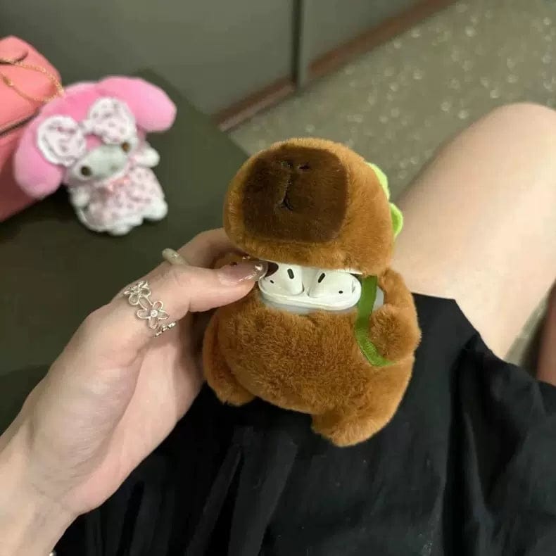 Kawaii Plush Capybara AirPods Earphone Case - ArtGalleryZen
