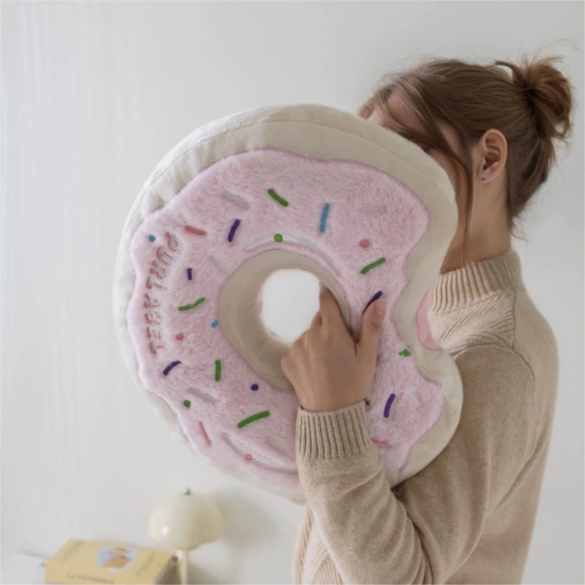 Cute Plush Embroidered Donut Pillow