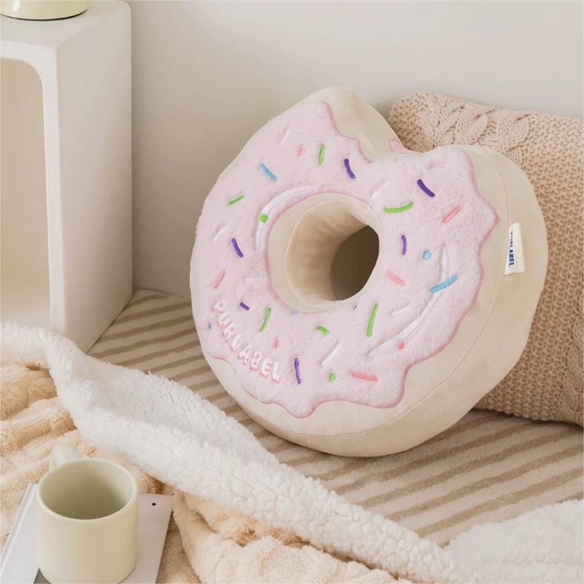 Cute Plush Embroidered Donut Pillow