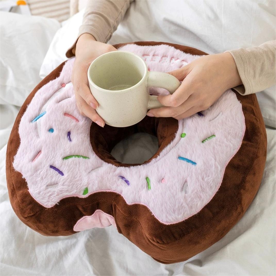 Cute Plush Embroidered Donut Pillow