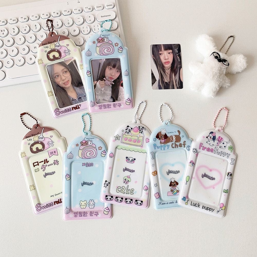 Kawaii Puppy Panda Swiss Roll Kpop Keychain Photocard Holder - ArtGalleryZen