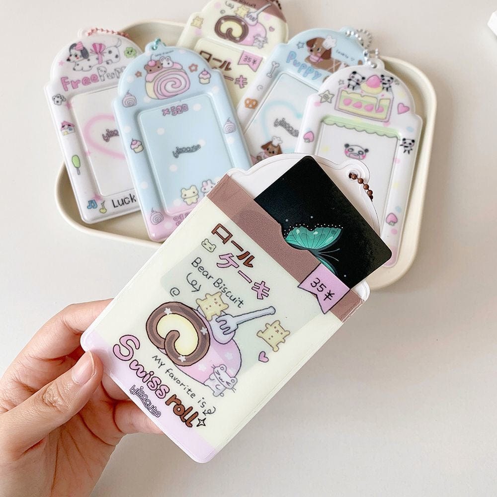 Kawaii Puppy Panda Swiss Roll Kpop Keychain Photocard Holder - ArtGalleryZen