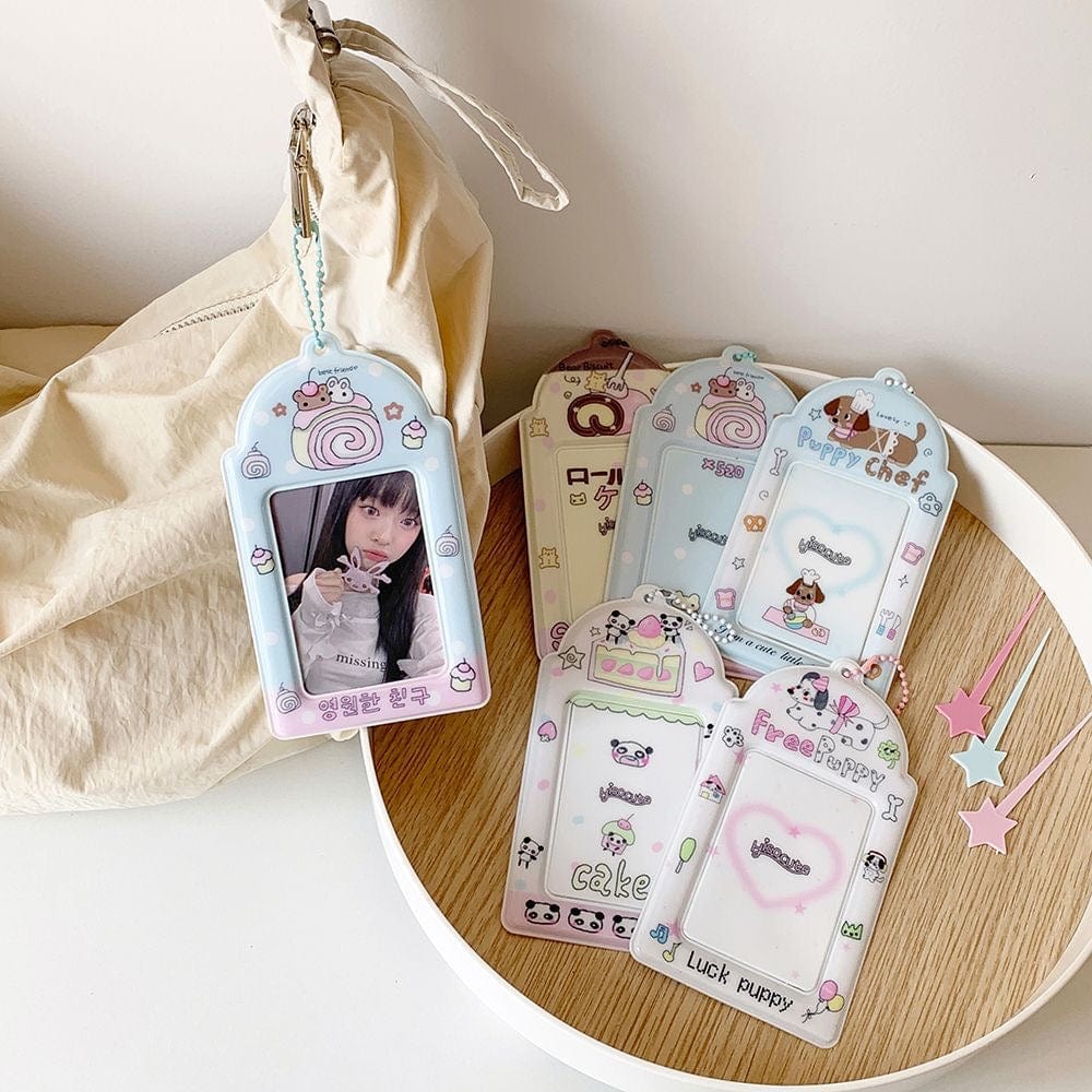 Kawaii Puppy Panda Swiss Roll Kpop Keychain Photocard Holder - ArtGalleryZen