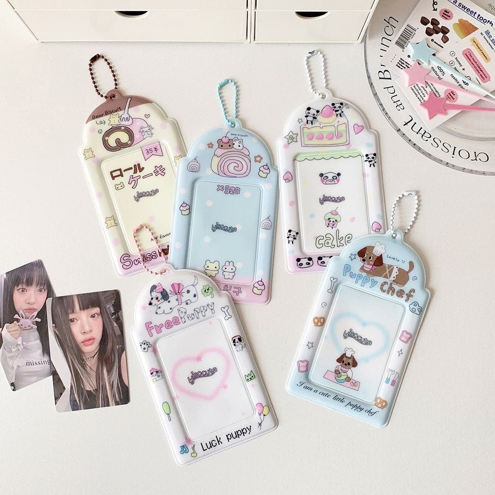 Kawaii Puppy Panda Swiss Roll Kpop Keychain Photocard Holder - ArtGalleryZen