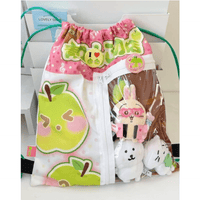 Thumbnail for Kawaii Red Green Apple Kpop Fan Display Drawstring Backpack - ArtGalleryZen