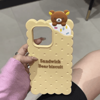 Thumbnail for Kawaii Rilakkuma Cookie Silicone iPhone Case - ArtGalleryZen