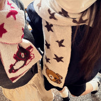 Thumbnail for Kawaii Rilakkuma Star Knit Winter Scarf - ArtGalleryZen