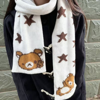 Thumbnail for Kawaii Rilakkuma Star Knit Winter Scarf - ArtGalleryZen