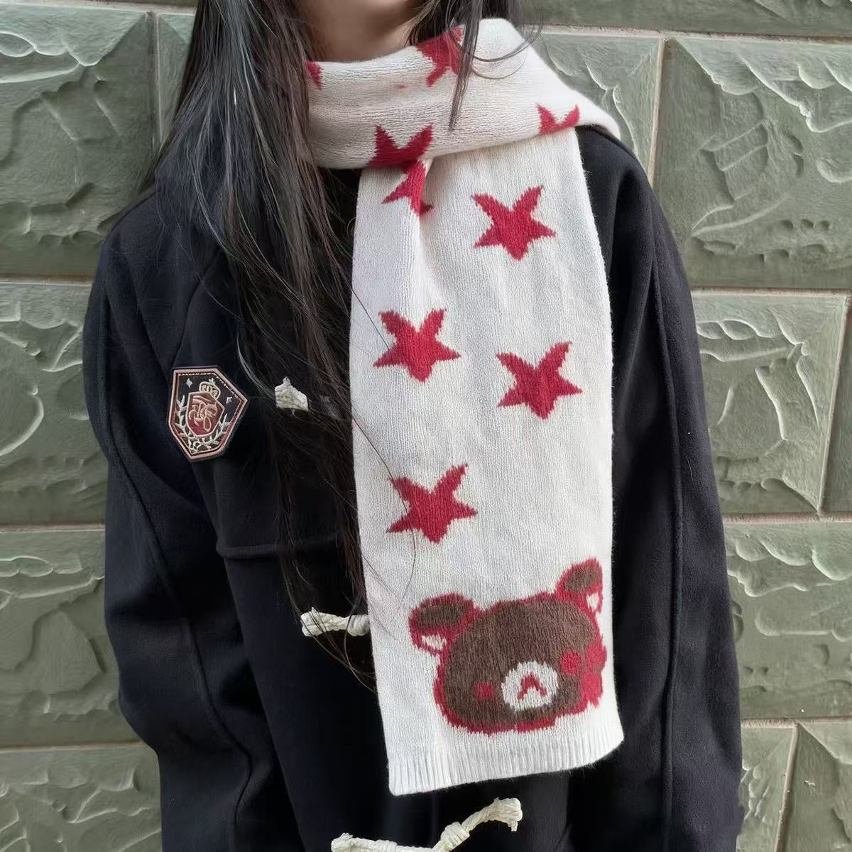 Kawaii Rilakkuma Star Knit Winter Scarf - ArtGalleryZen