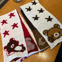 Thumbnail for Kawaii Rilakkuma Star Knit Winter Scarf - ArtGalleryZen